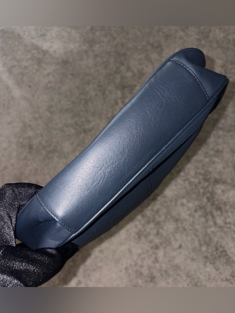 Navy Leather Shoulder Bag by Unknown Brand - Picture 3 of 15